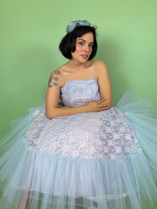 Vintage 50s Blue Ombre Cupcake Party Dress XS-SM