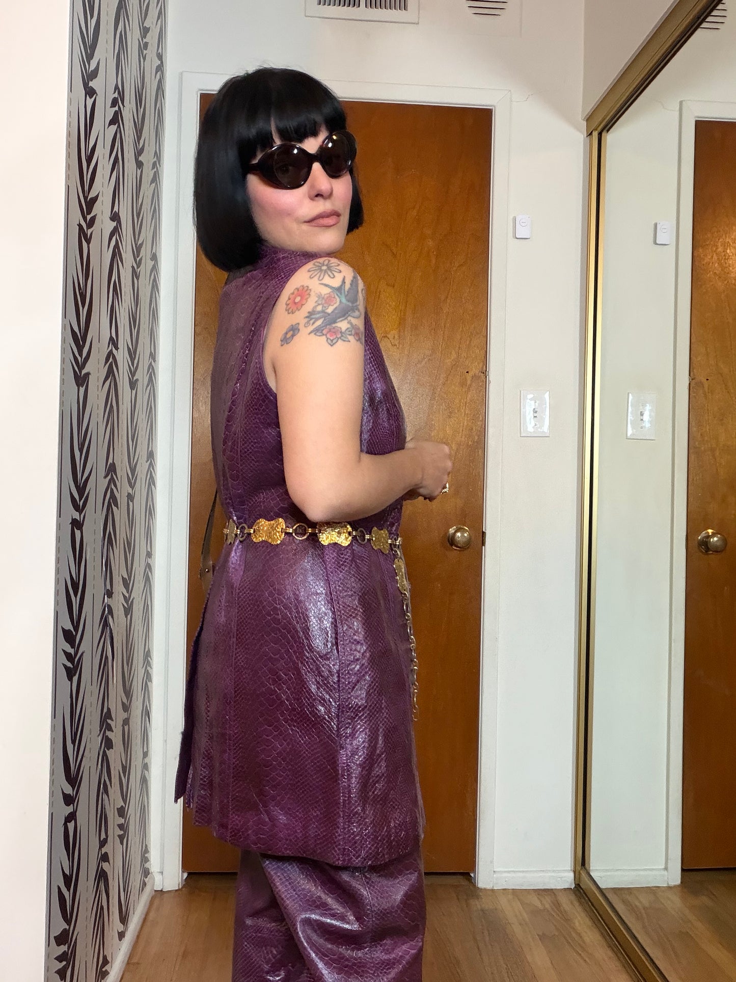 60s/ 70s Vintage Bullock’s Vest & Matching Trousers Faux Snakeskin Fits S-M