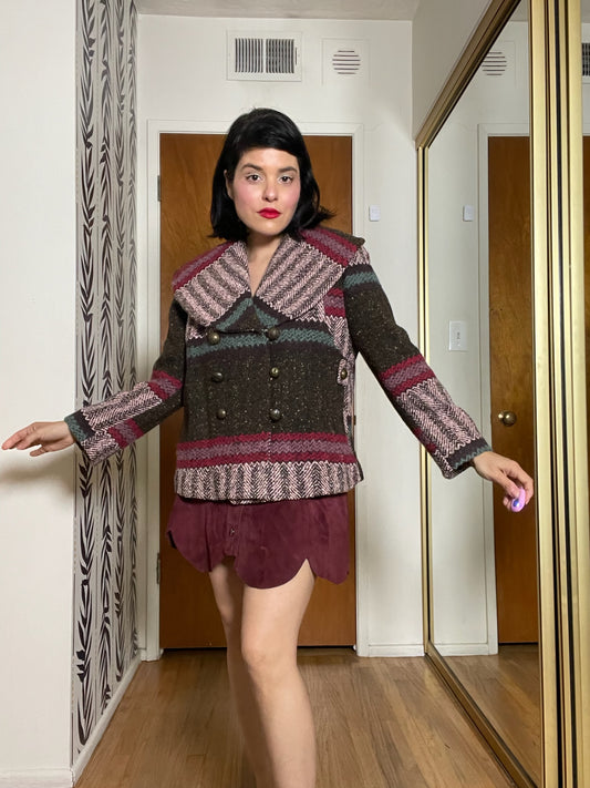 Vintage 80s 90s Made In France Woven Jacket - Fits Up To Size L, Possibly XL