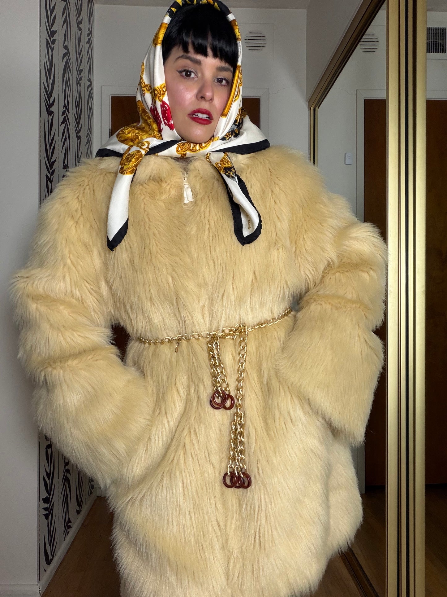 Vintage 60s / 70s Faux Fur Shag Coat Fits S-L