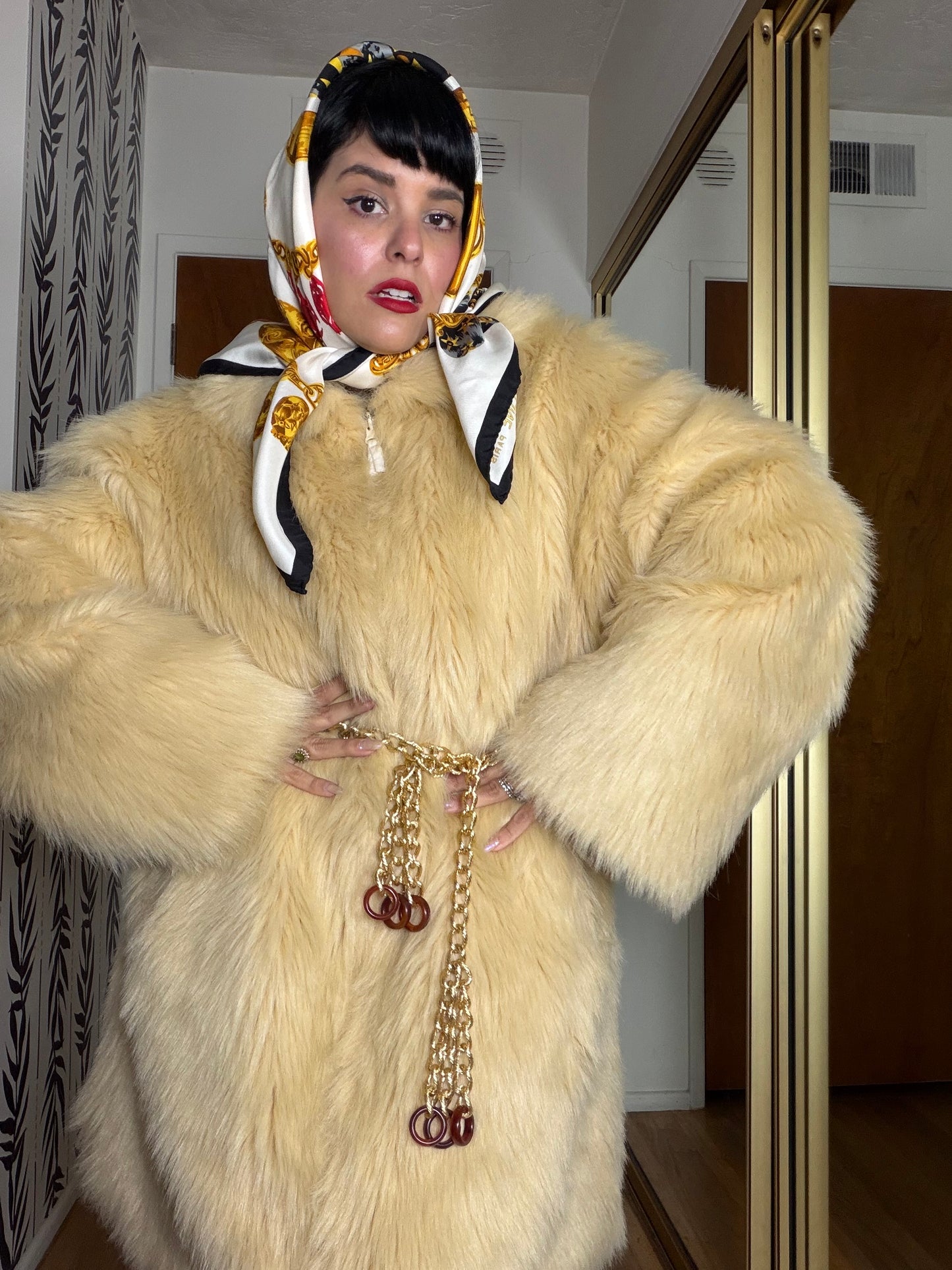 Vintage 60s / 70s Faux Fur Shag Coat Fits S-L