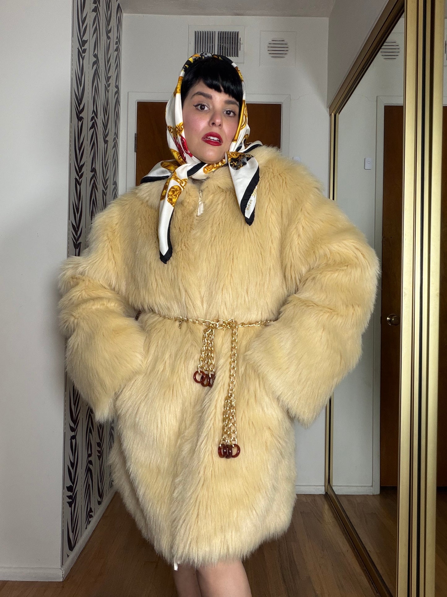 Vintage 60s / 70s Faux Fur Shag Coat Fits S-L