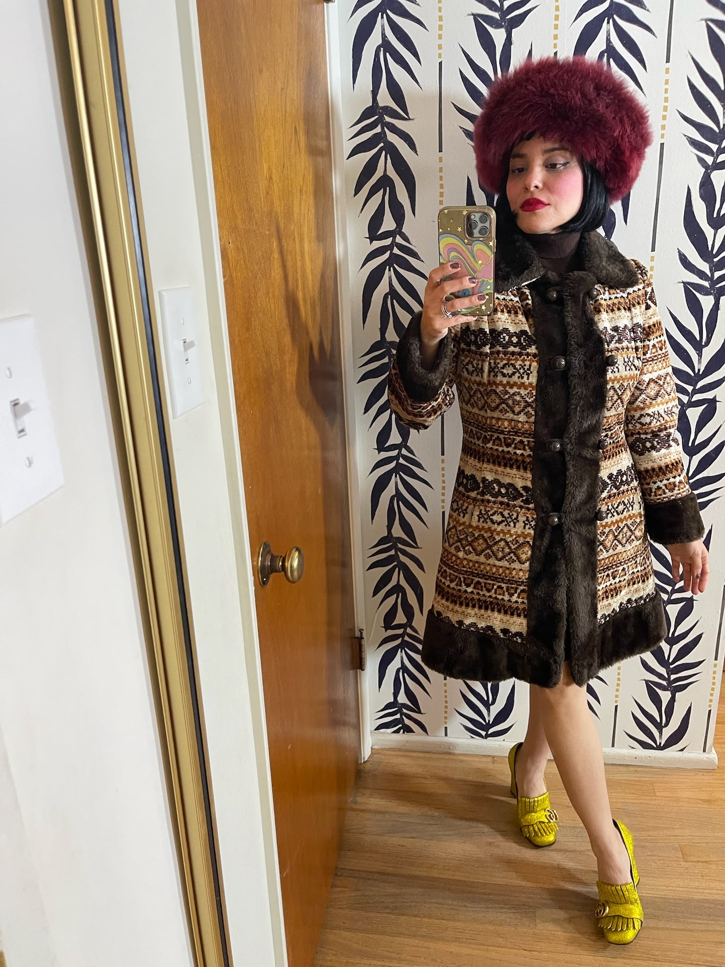 Vintage 60s 70s Tapestry Coat - Best Fits Size XS-S