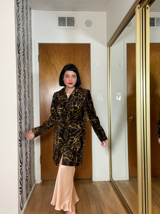 Vintage 80s "A. Byer California" Giraffe Print Coat Dress - Best Fits Size XS-M