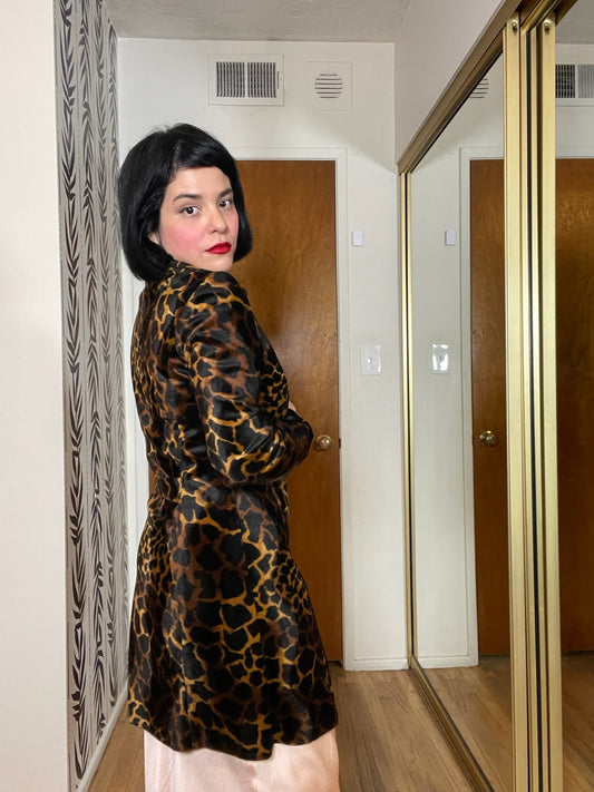 Vintage 80s "A. Byer California" Giraffe Print Coat Dress - Best Fits Size XS-M