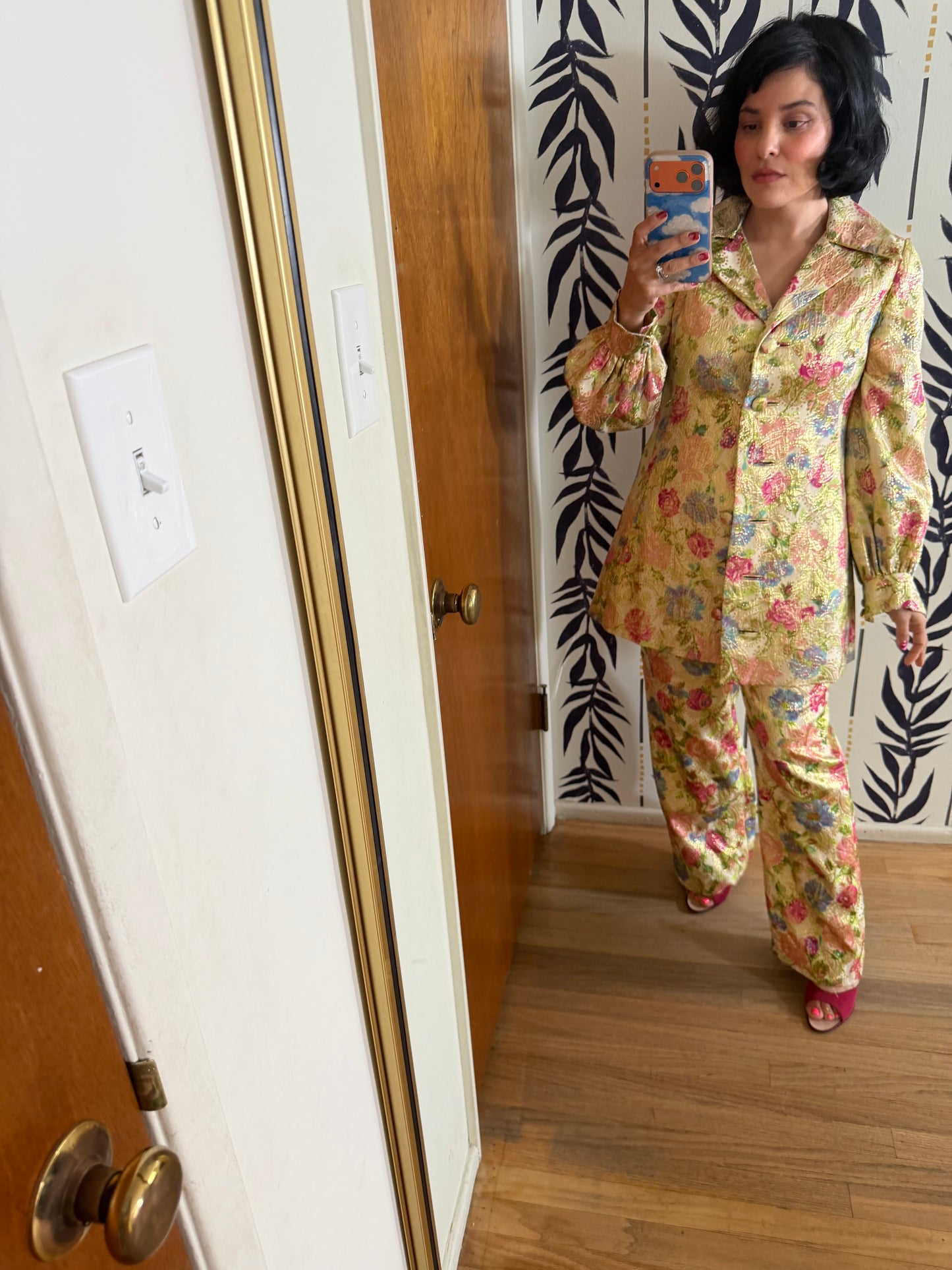 60s Malcolm Starr Floral Brocade Pant Set XS-SM and Possible Size M