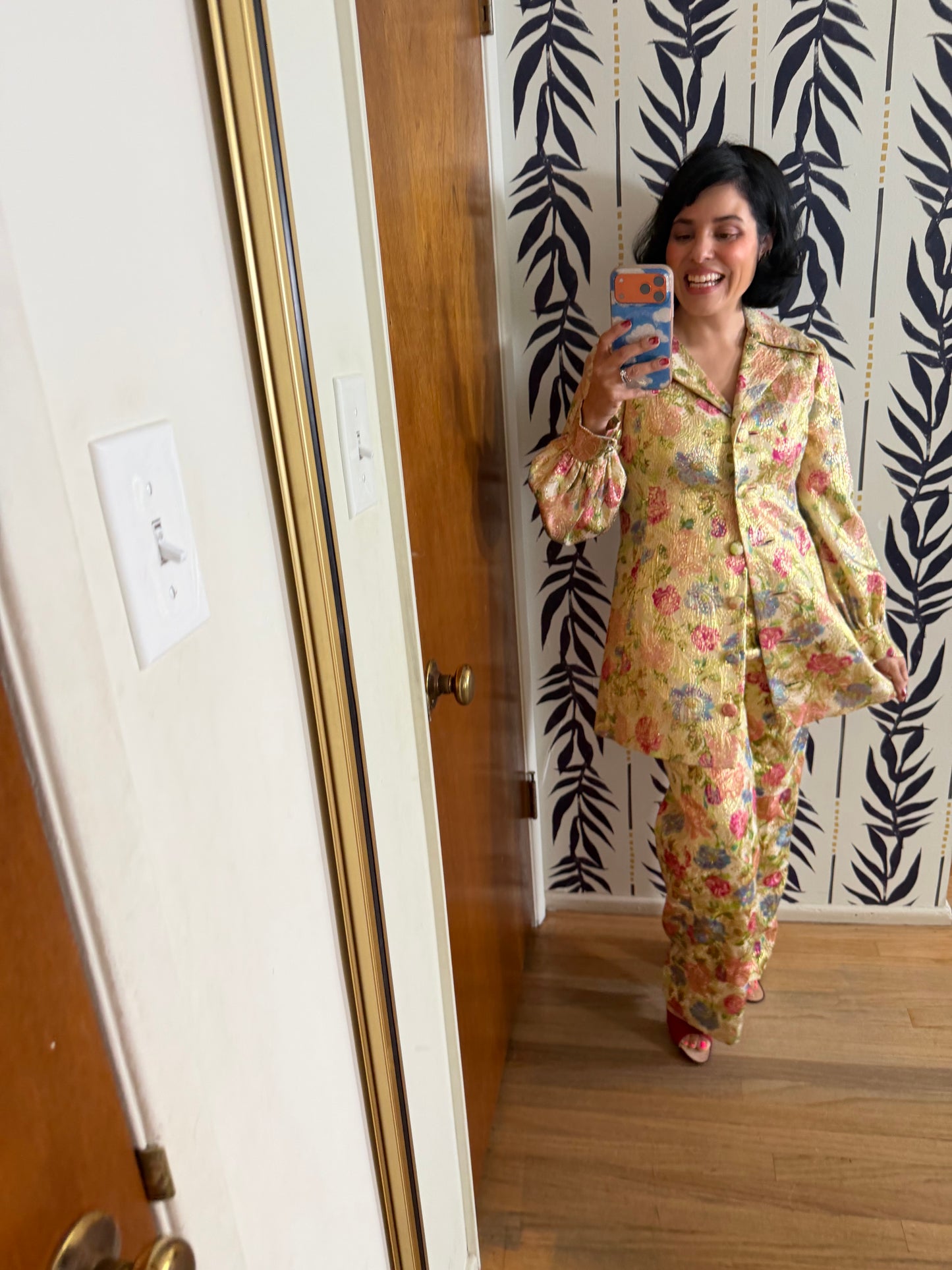 60s Malcolm Starr Floral Brocade Pant Set XS-SM and Possible Size M