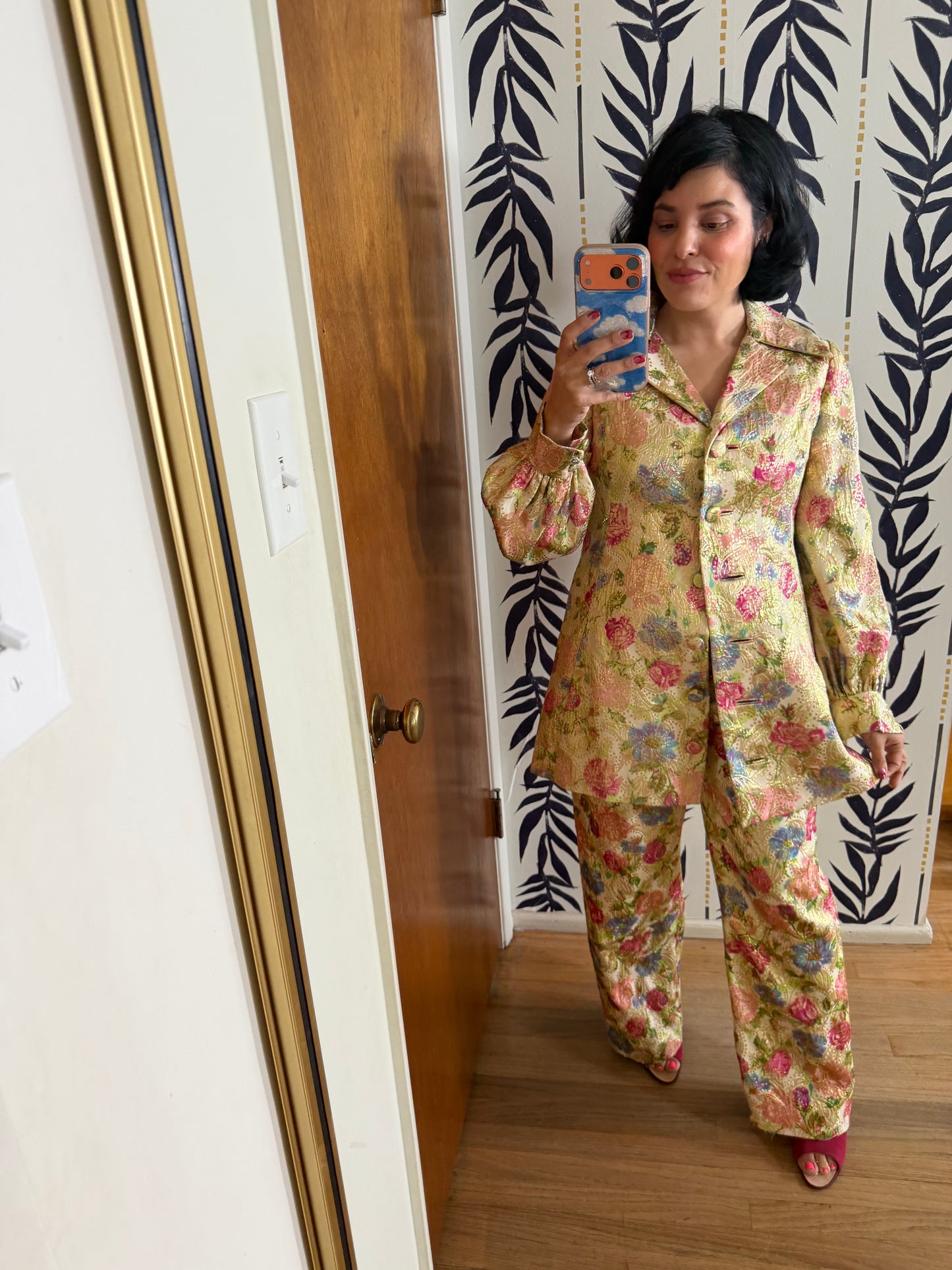 60s Malcolm Starr Floral Brocade Pant Set XS-SM and Possible Size M