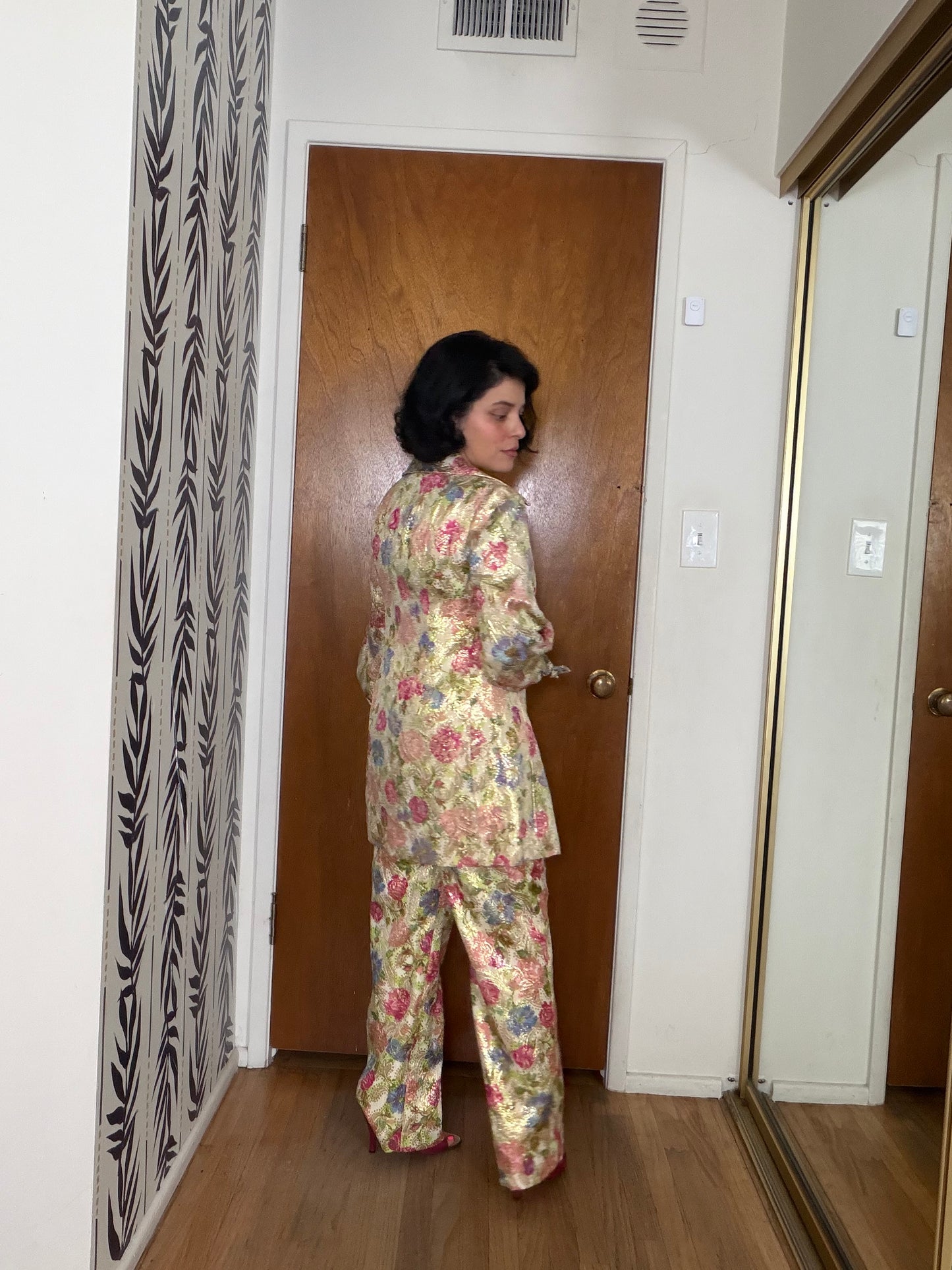 60s Malcolm Starr Floral Brocade Pant Set XS-SM and Possible Size M