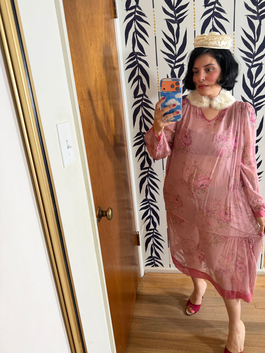 50s Rabbit Fur detachable Collar with faux faces