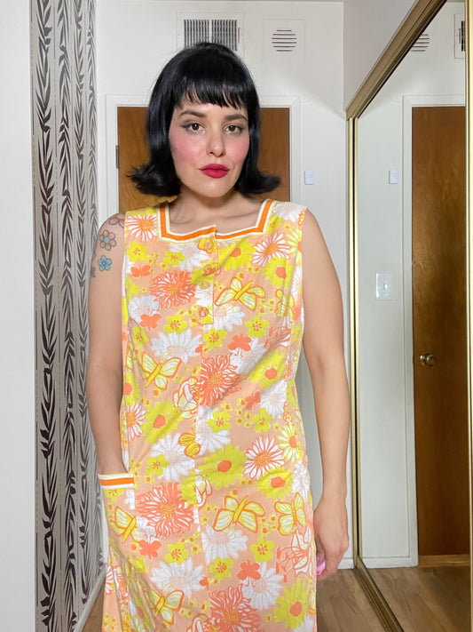 Vintage 60s "Lilly Pulitzer" Butterfly & Flowers Dress - Best Fits SizeS-M