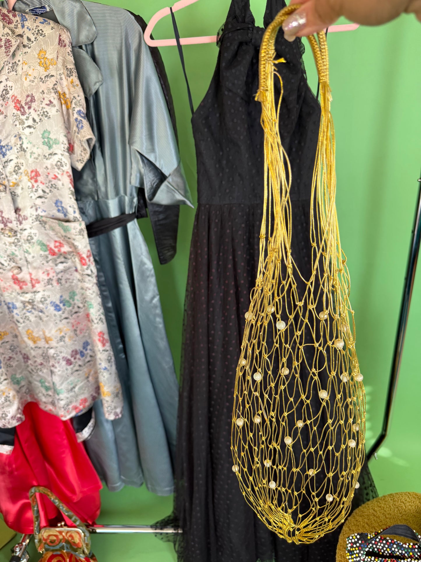 Vintage Gold Mesh Pearl Fishman ShoulderBag