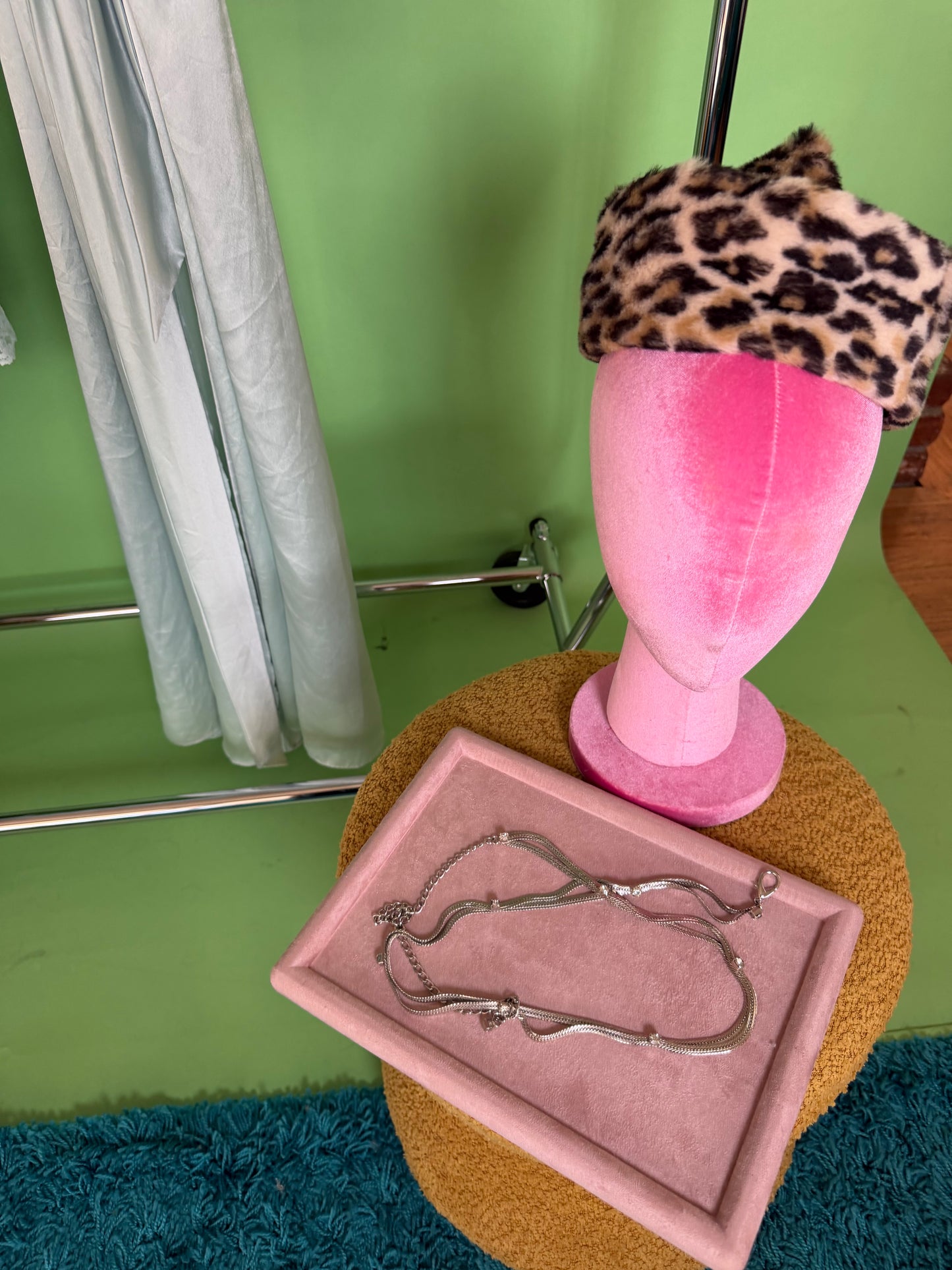 Vintage 50s/ 60s Cheetah Plush Box Hat