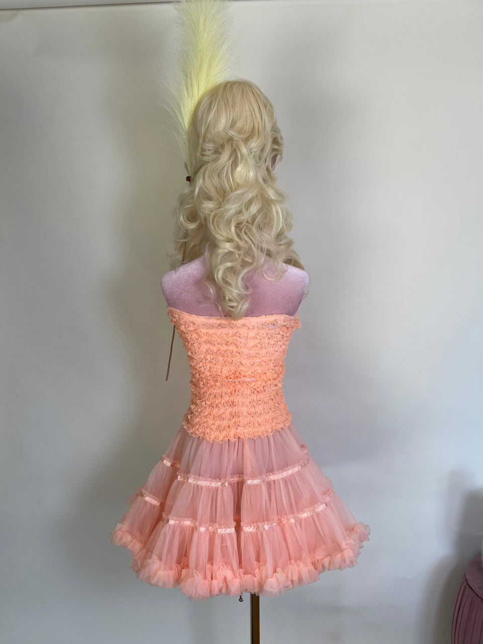 Vintage 80s Electric Peach Tutu Dress Fits Multiple Sizes