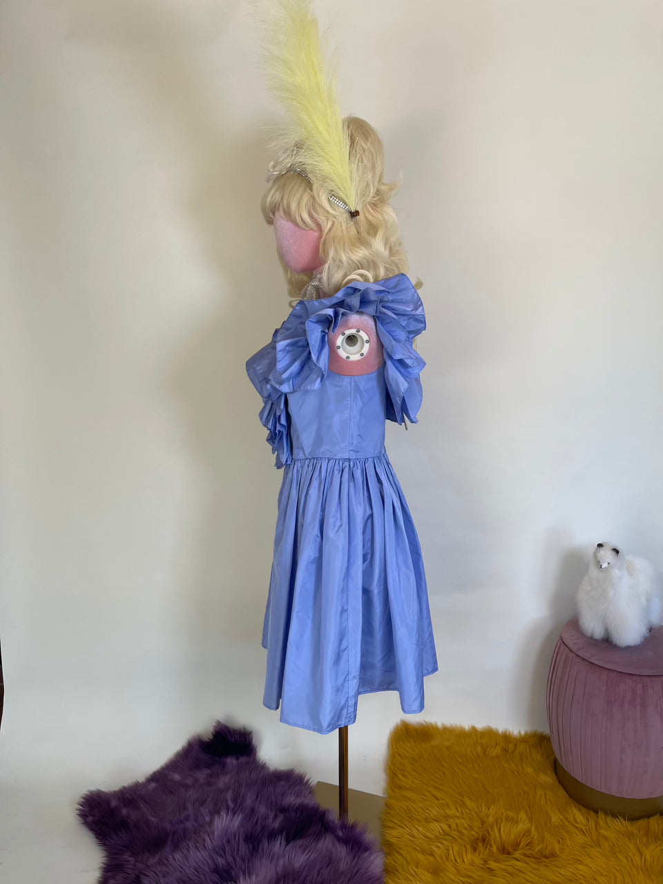 Vintage 70s 80s "Themes" Periwinkle Dress Best Fits Size M