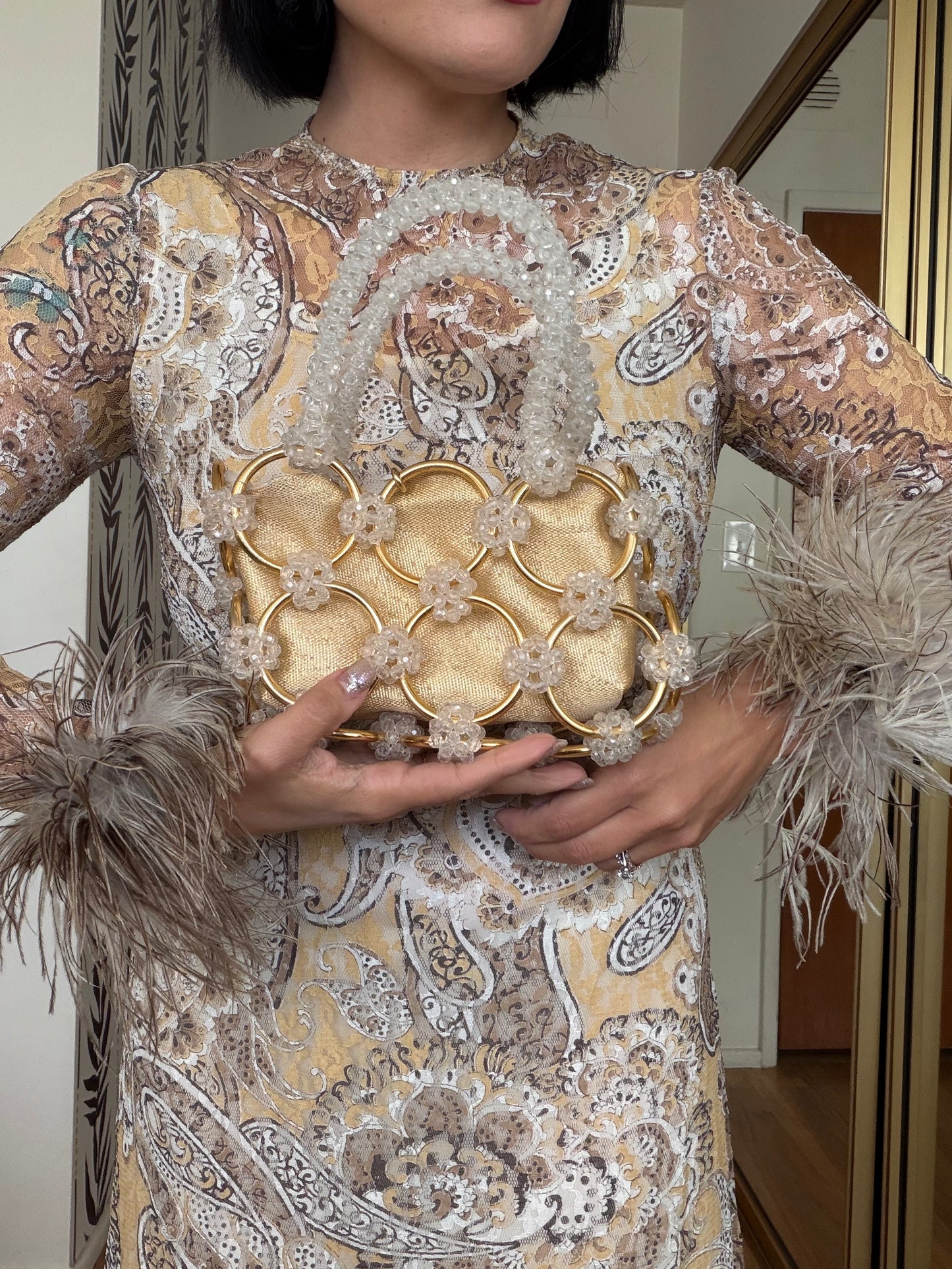 Mod 60s O-Ring Gold Handbag