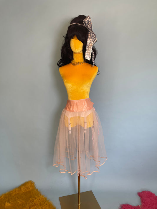 Vintage 50s 60s Sheer Tulle Petticoat Skirt Vest Fits Size S-M