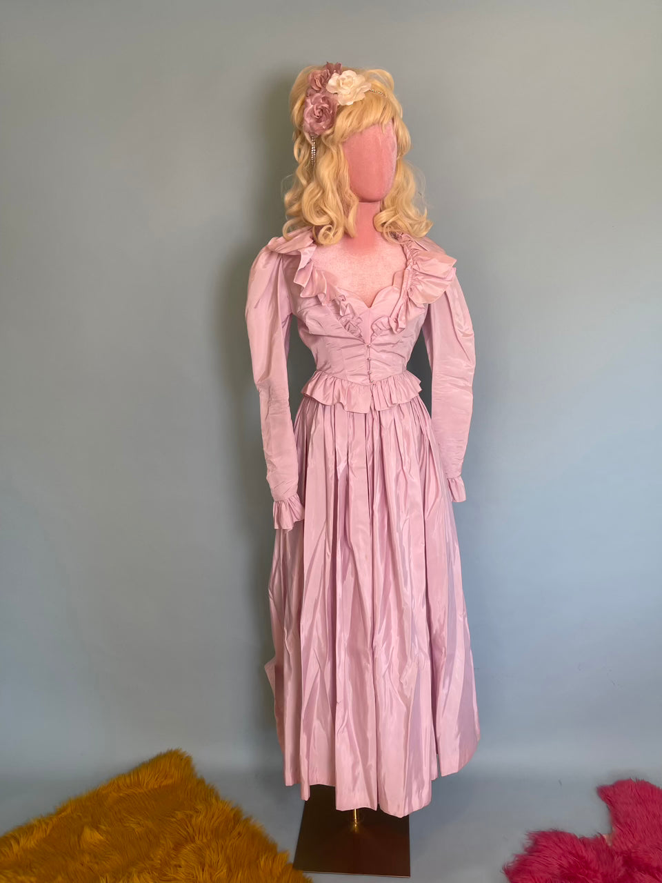 Vintage 80s "TD4 Electra" Pink Maxi Dress and Jacket Set Best Sizes XXS-XS