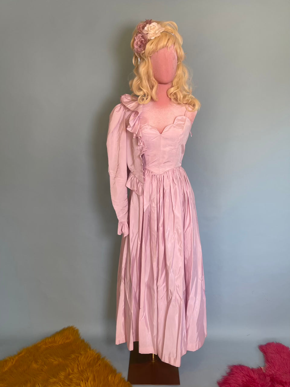 Vintage 80s "TD4 Electra" Pink Maxi Dress and Jacket Set Best Sizes XXS-XS