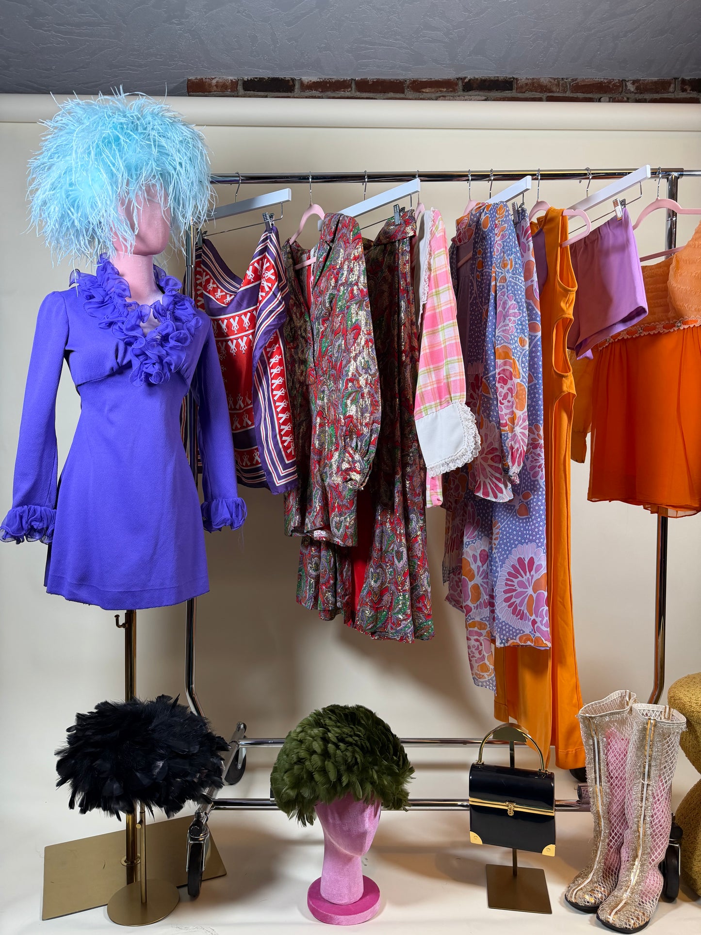 60s Pastel Pink Plaid Ultra Mini Tunic Dress Fits XS-SM