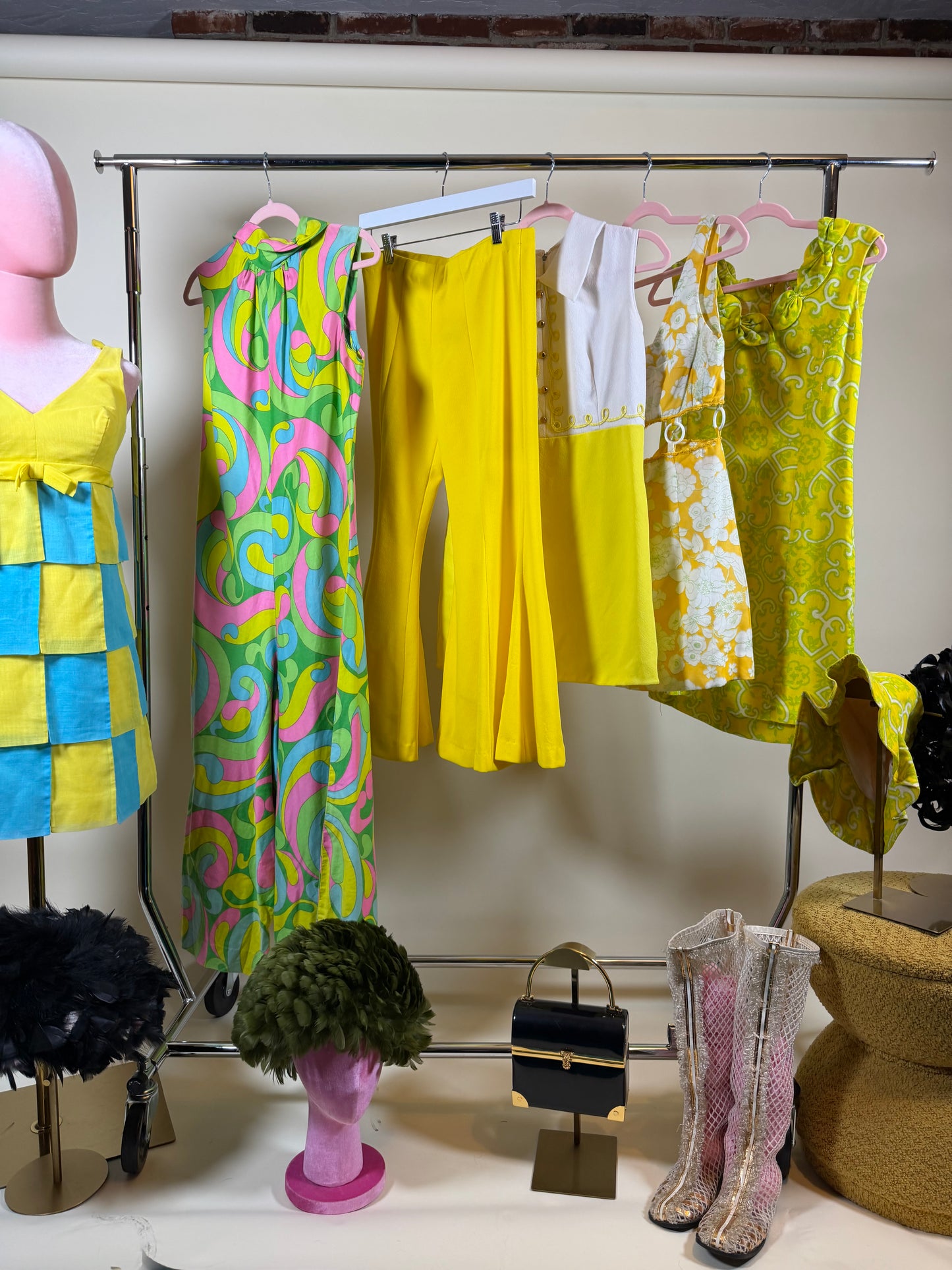 Vintage 60s Yellow and White Sergeant Pepper Dress Fits XS-M