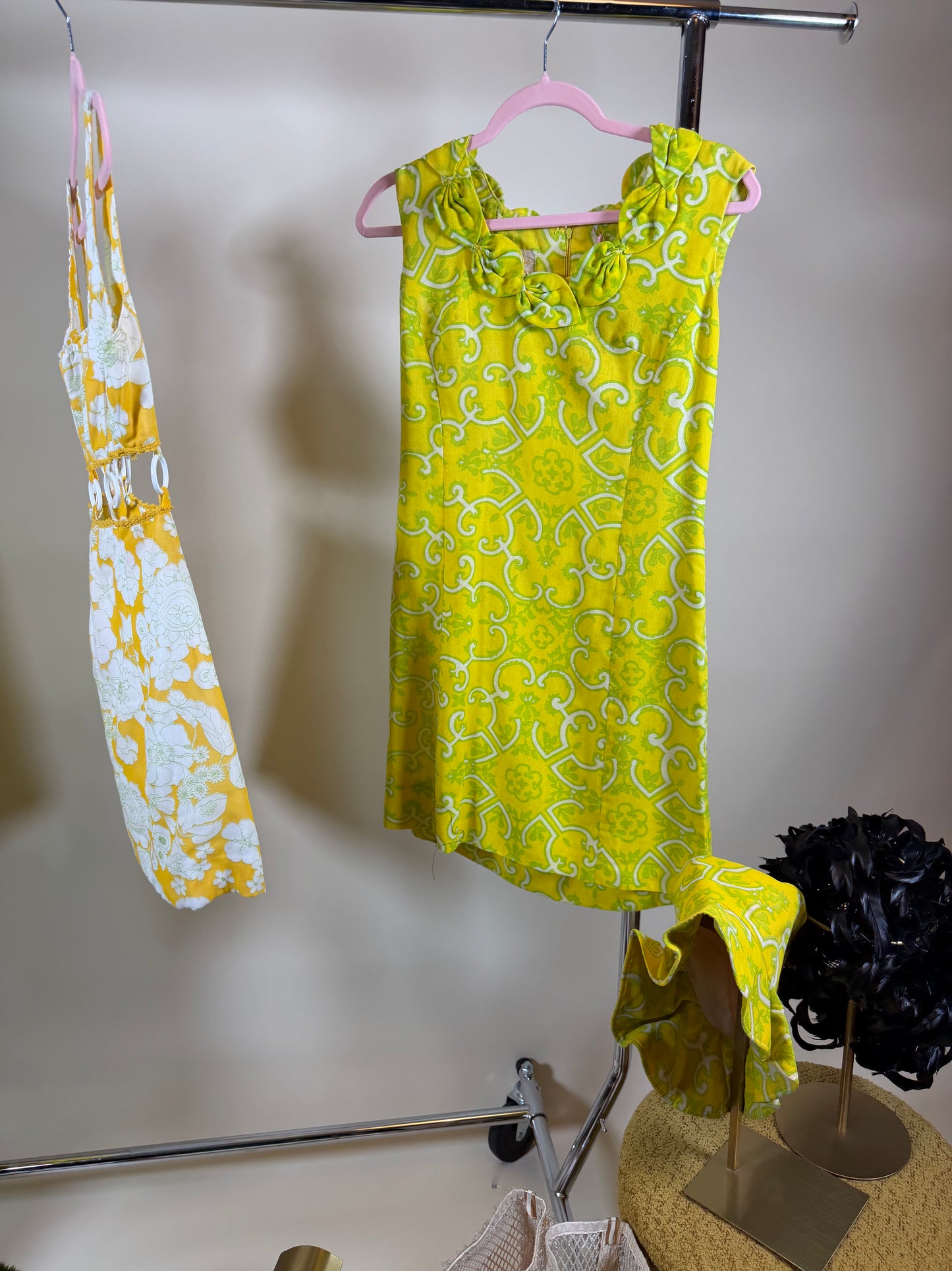 Vintage Mod Palm Springs 60s Citrus Paisley Mini with Hat by Lisa Cobb for Saks 5th Ave XS-SM