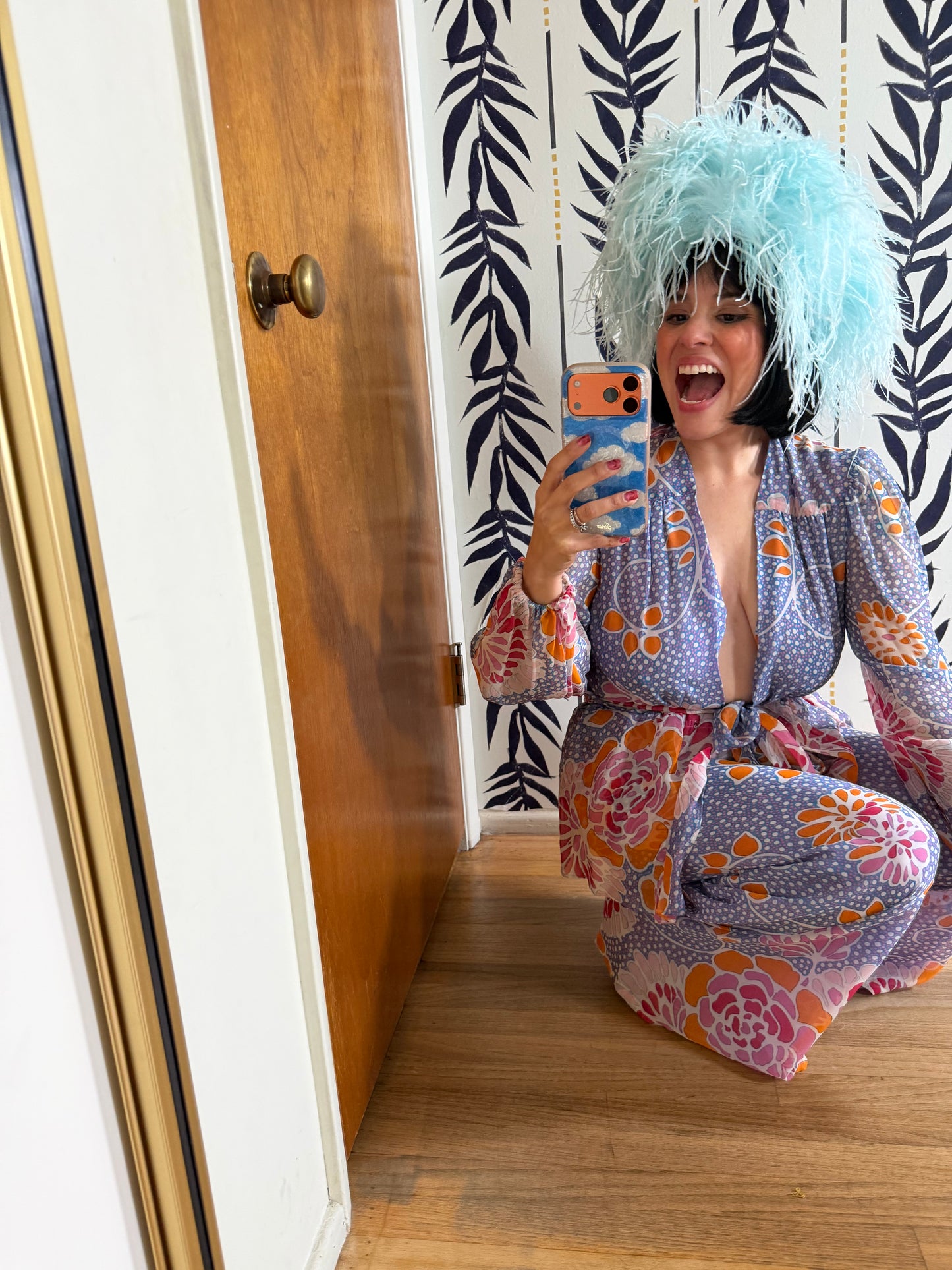 Vintage 60s Floral Silk Chiffon Pant Set by Albert Capraro Fits XS-M