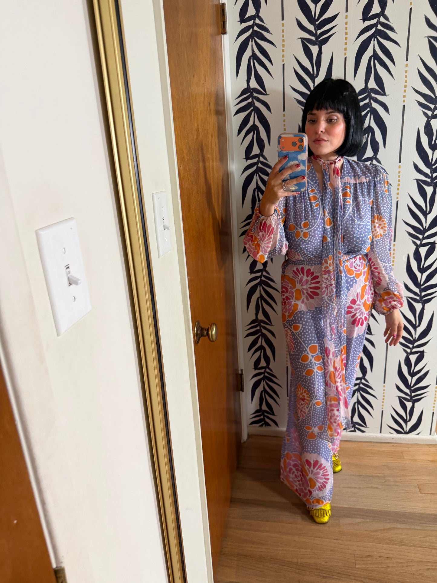 Vintage 60s Floral Silk Chiffon Pant Set by Albert Capraro Fits XS-M