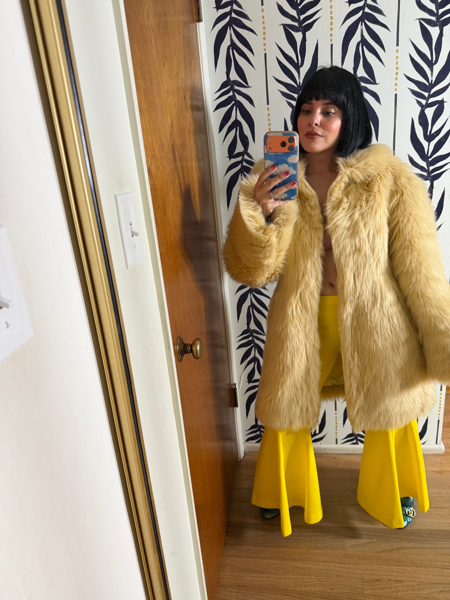 Vintage 60s Faux Shag Fur Oversized Coat Fits all Sizes