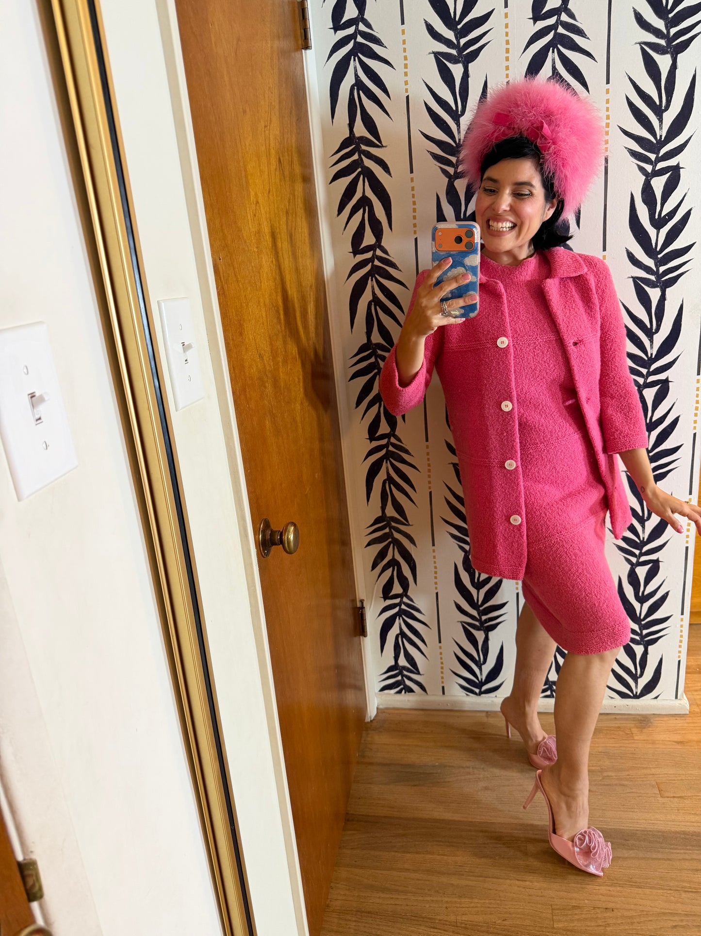 Vintage 60s Solt of California Bubblegum Pink Soft Knit Sweater Matching Wiggle Knit Dress Fits XS-M