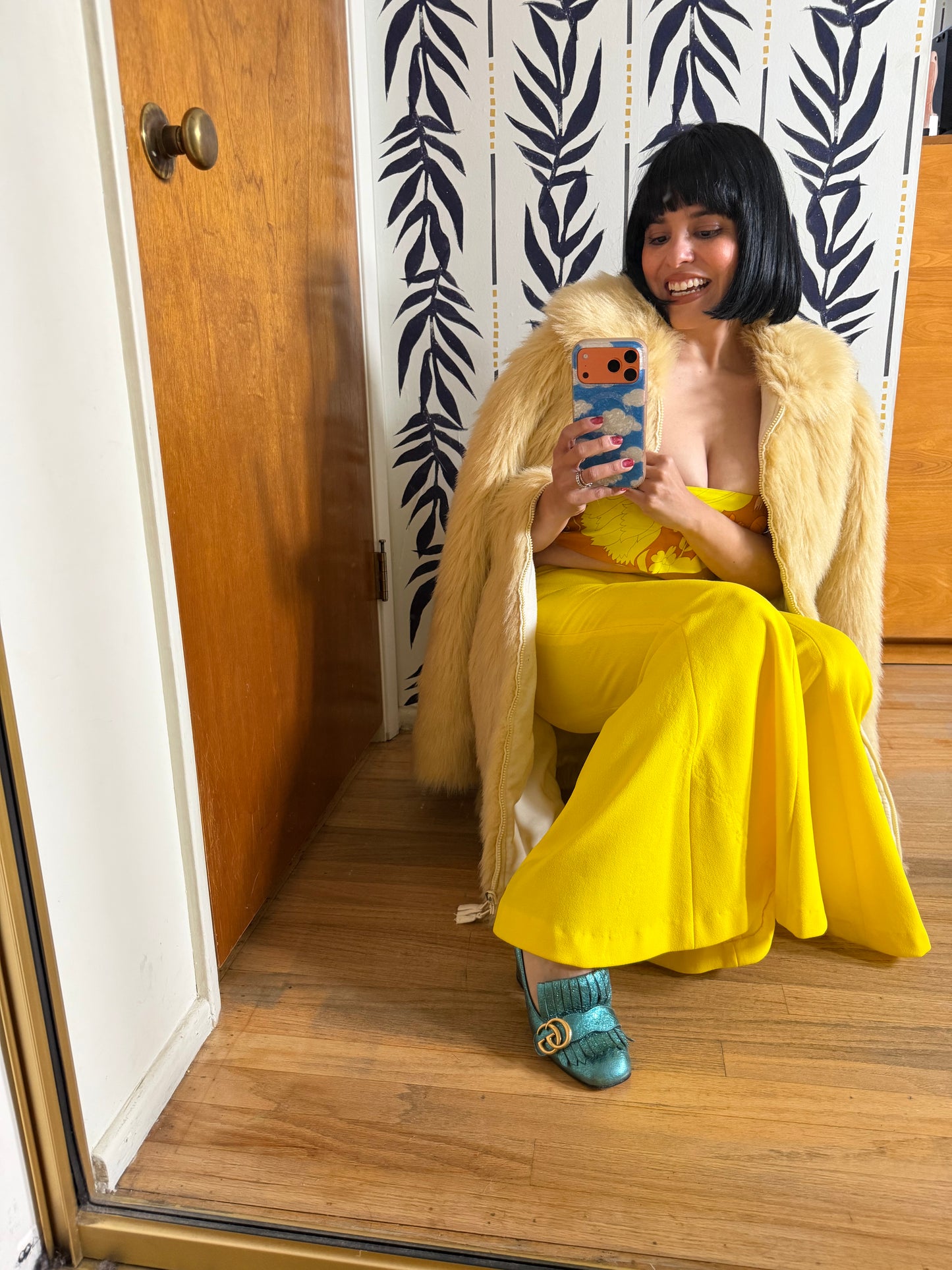 Vintage 60s Faux Shag Fur Oversized Coat Fits all Sizes