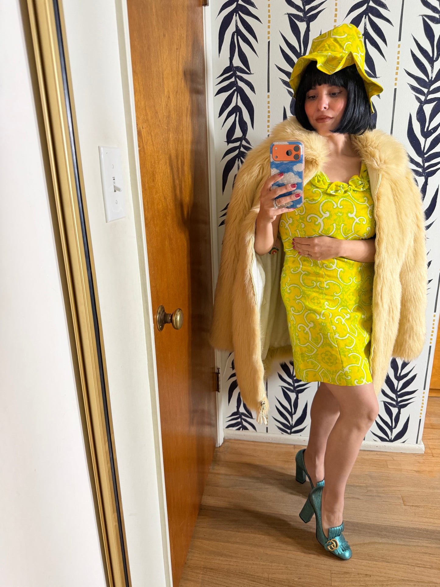 Vintage 60s Faux Shag Fur Oversized Coat Fits all Sizes