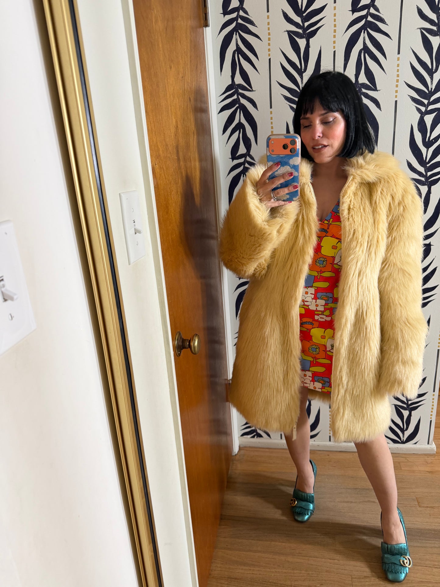 Vintage 60s Faux Shag Fur Oversized Coat Fits all Sizes