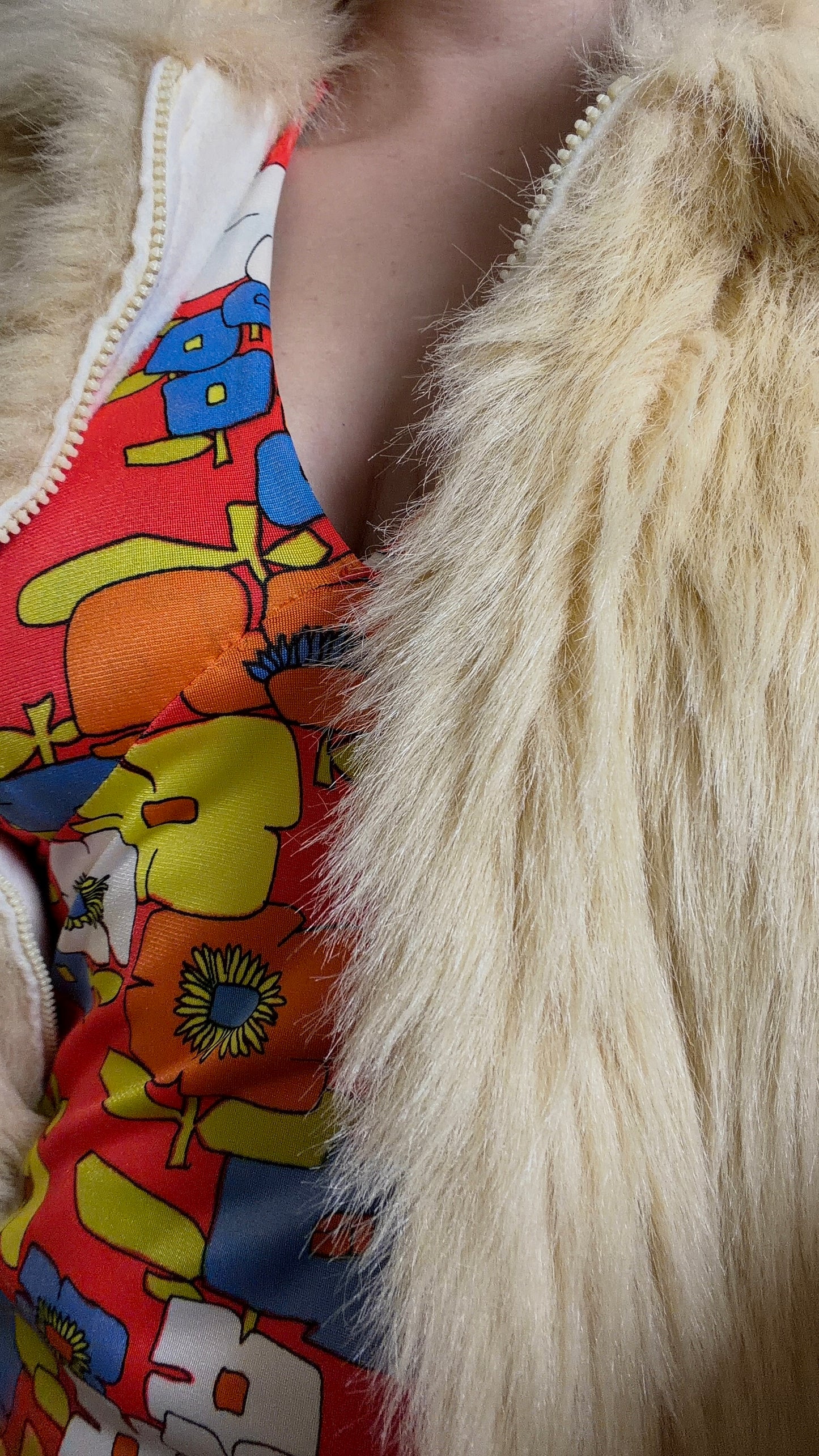 Vintage 60s Faux Shag Fur Oversized Coat Fits all Sizes