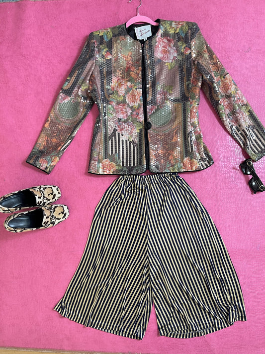 Vintage 80s Striped Long Shorts - Fits Up To Size XL