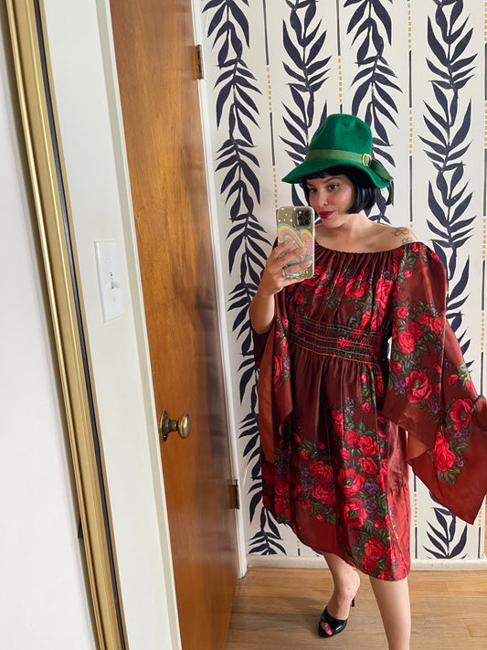 60s Green Wool Buckle Accent Hat