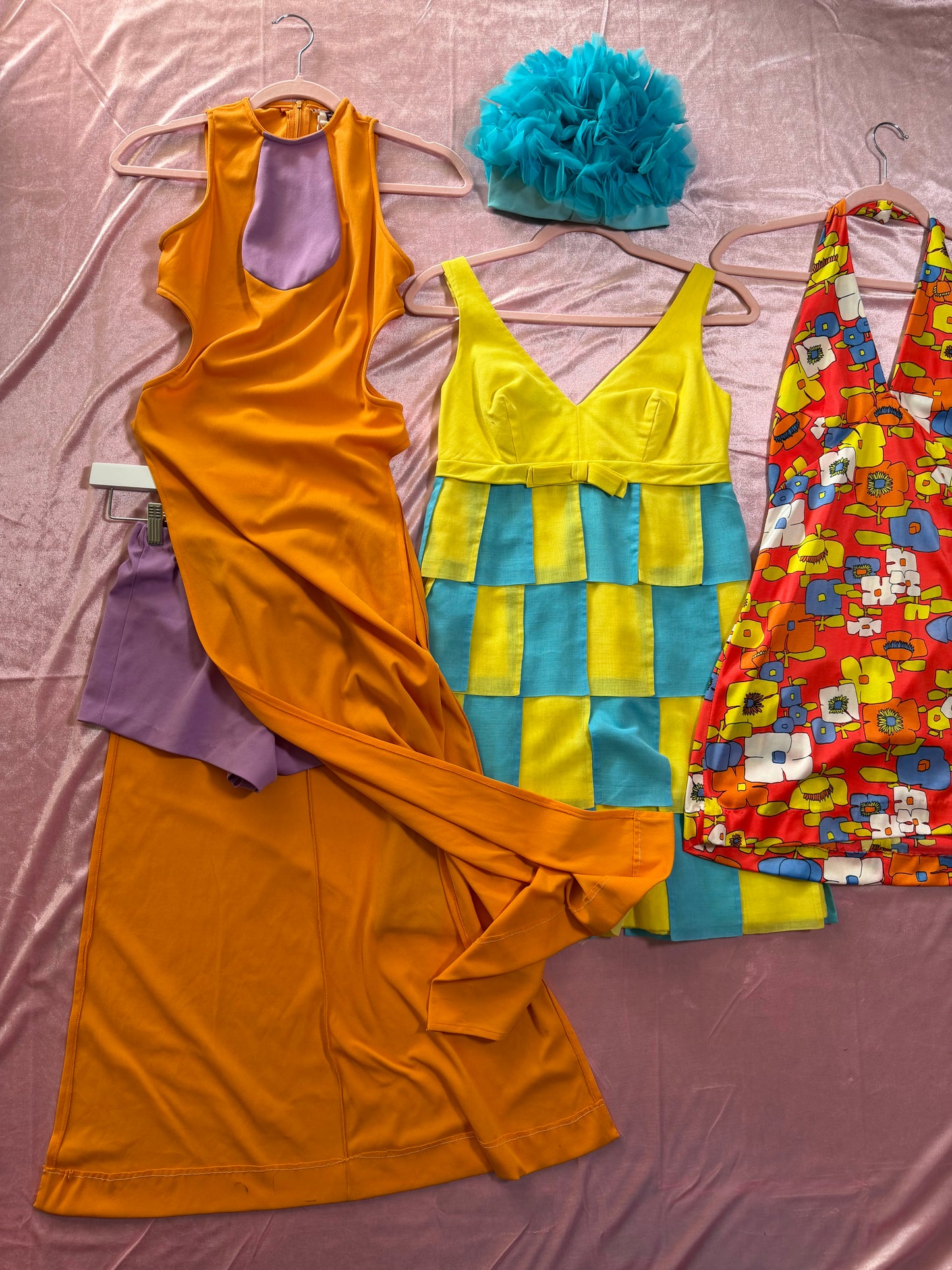 60s Yellow and Blue Carwash Dress by Cat Kay Fits XS-SM