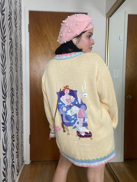 Vintage 90s "Story Book Knits" Grandma's House Cardigan Size L - Fits Most Sizes