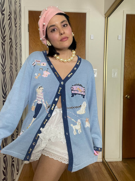 DEAD STOCK Vintage 90s "Story Book Knits" Doggy Spa Cardigan - Fits Most Sizes