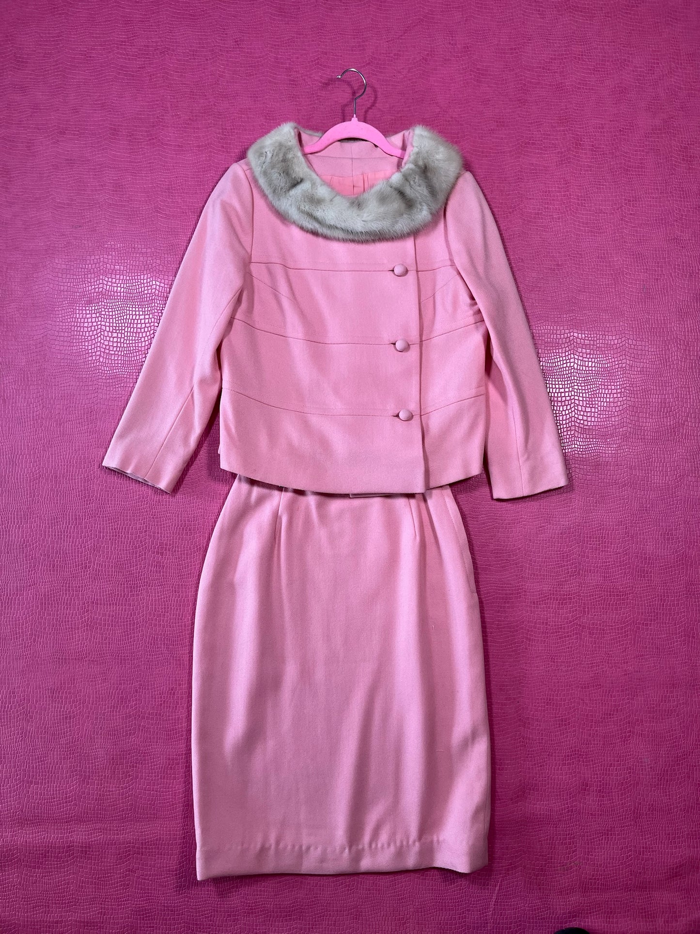 Vintage 50s 60s Pink Jackie-O Set - Best Fits Size XS-S