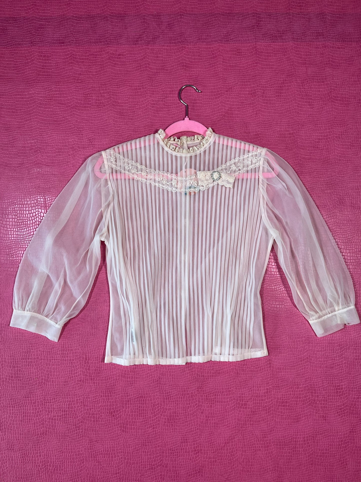 Vintage 50s 60s "Debcraft" Front Bow Blouse - Best Fits Size XS-M