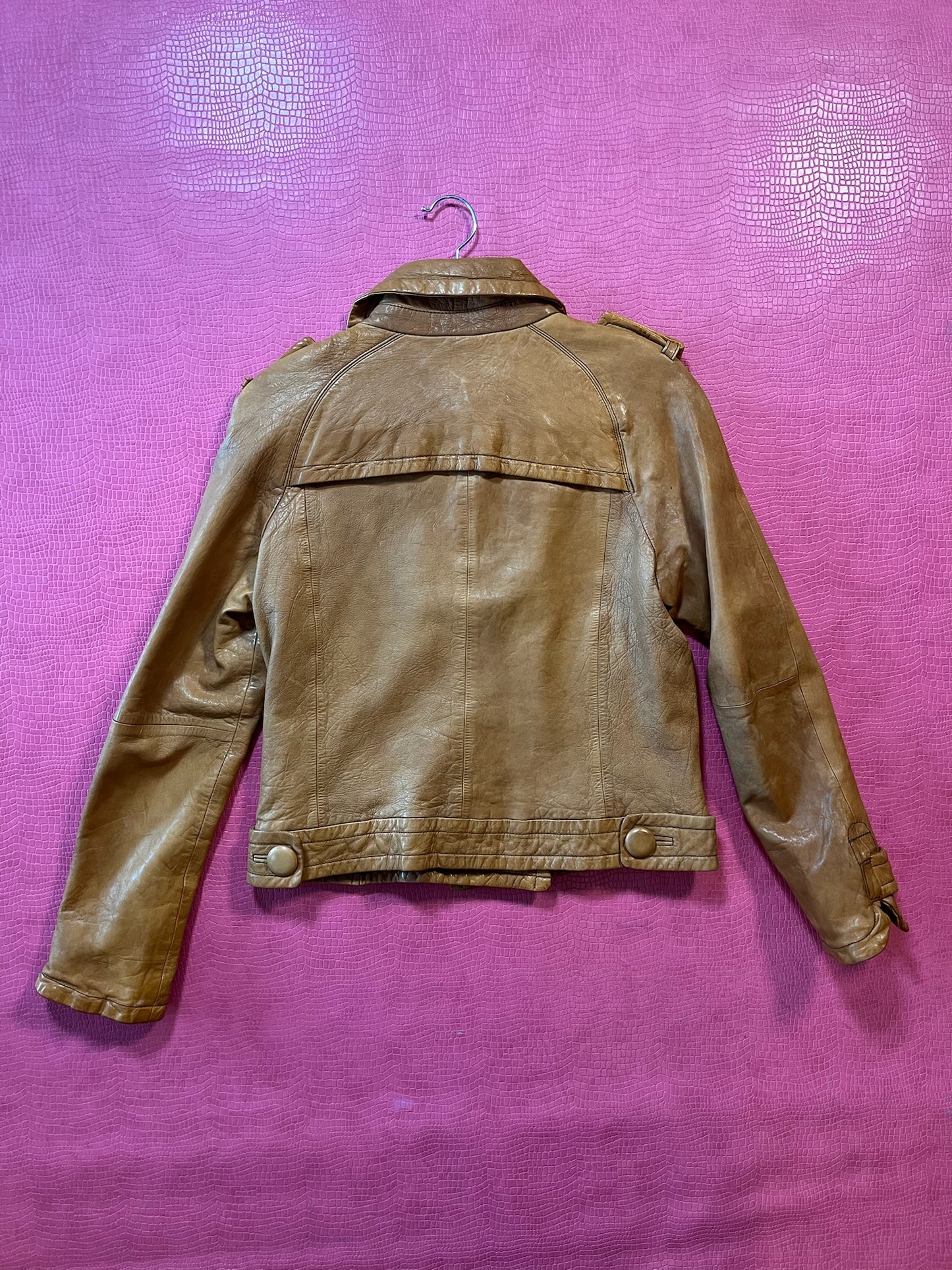 Vintage Y2K "Banana Republic" Military Style Leather Jacket - Best Fits Size XS-S