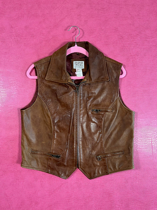 Vintage 80s 90s "Firenze Santa Barbara" Leather Suede Vest *Unisex* - Best Fits Size S-L