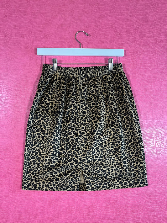 Vintage 80s Leopard Plush Skirt - Best Fits XS-S, Possibly M