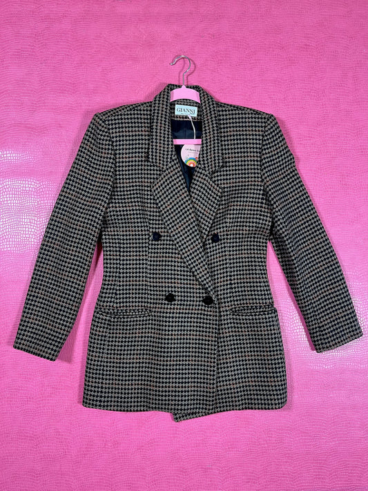 Vintage 80s 90s "Gianni Sport" Unisex Houndstooth Blazer - One Size Fits Most