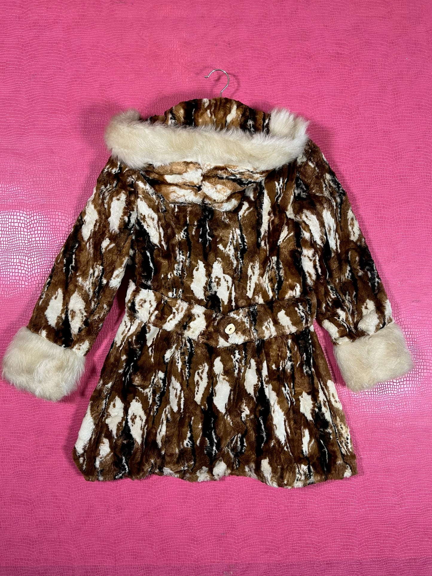 Vintage 60s 70s Faux Rabbit Fur Coat - Best Fits Size XS-S