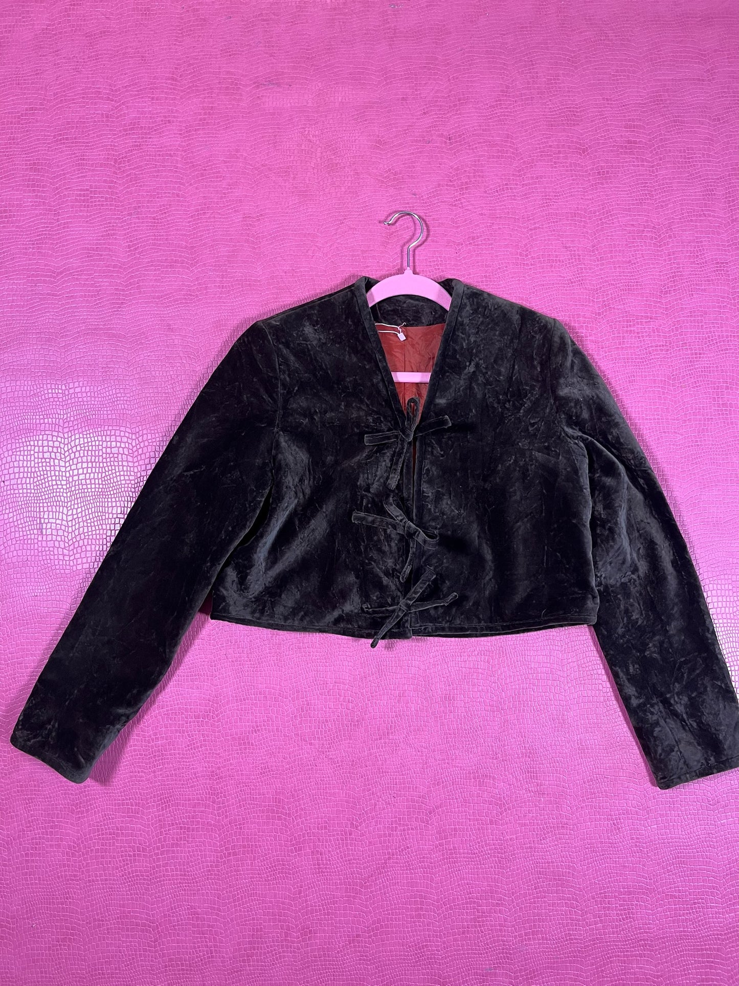 Vintage 60s 70s Brown Crushed Velvet Crop Jacket - Best Fits Size XS-M, Possibly L