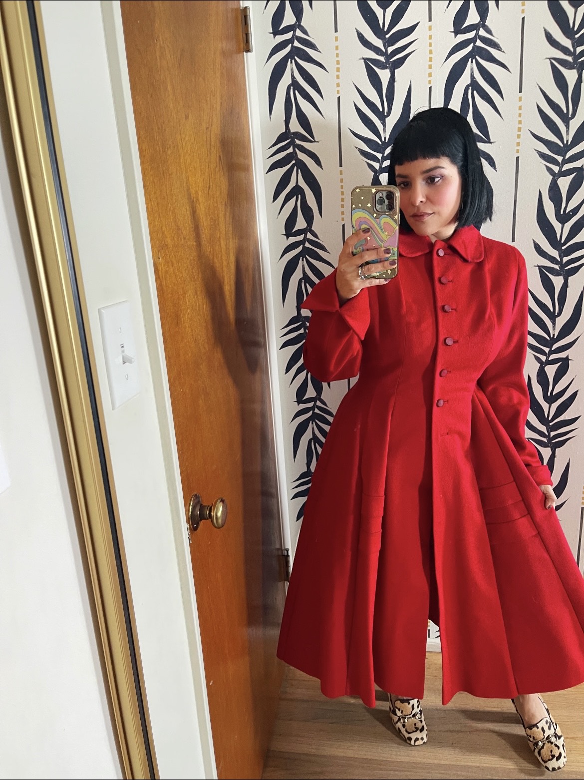 Vintage 40s 50s Red Princess Coat - Best Fits Size Up S-M, Possible L