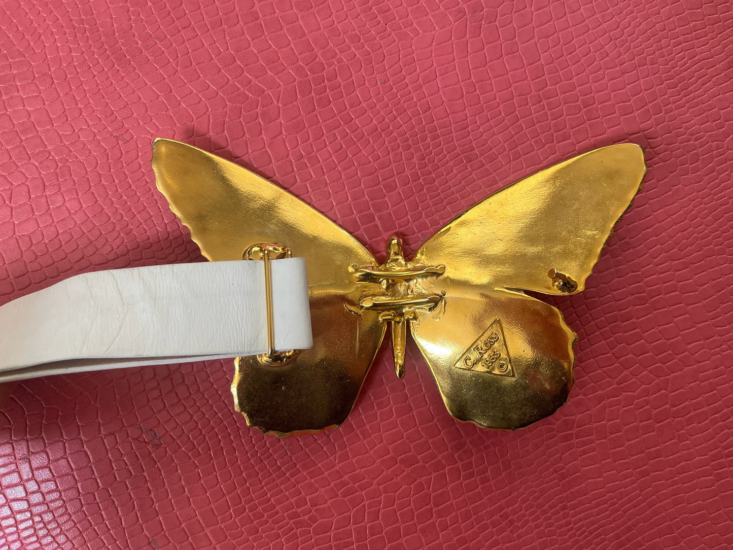 Vintage 1983 Christopher Ross 24K Gold Butterfly Belt - Best Fits Up to Size M, Possibly L