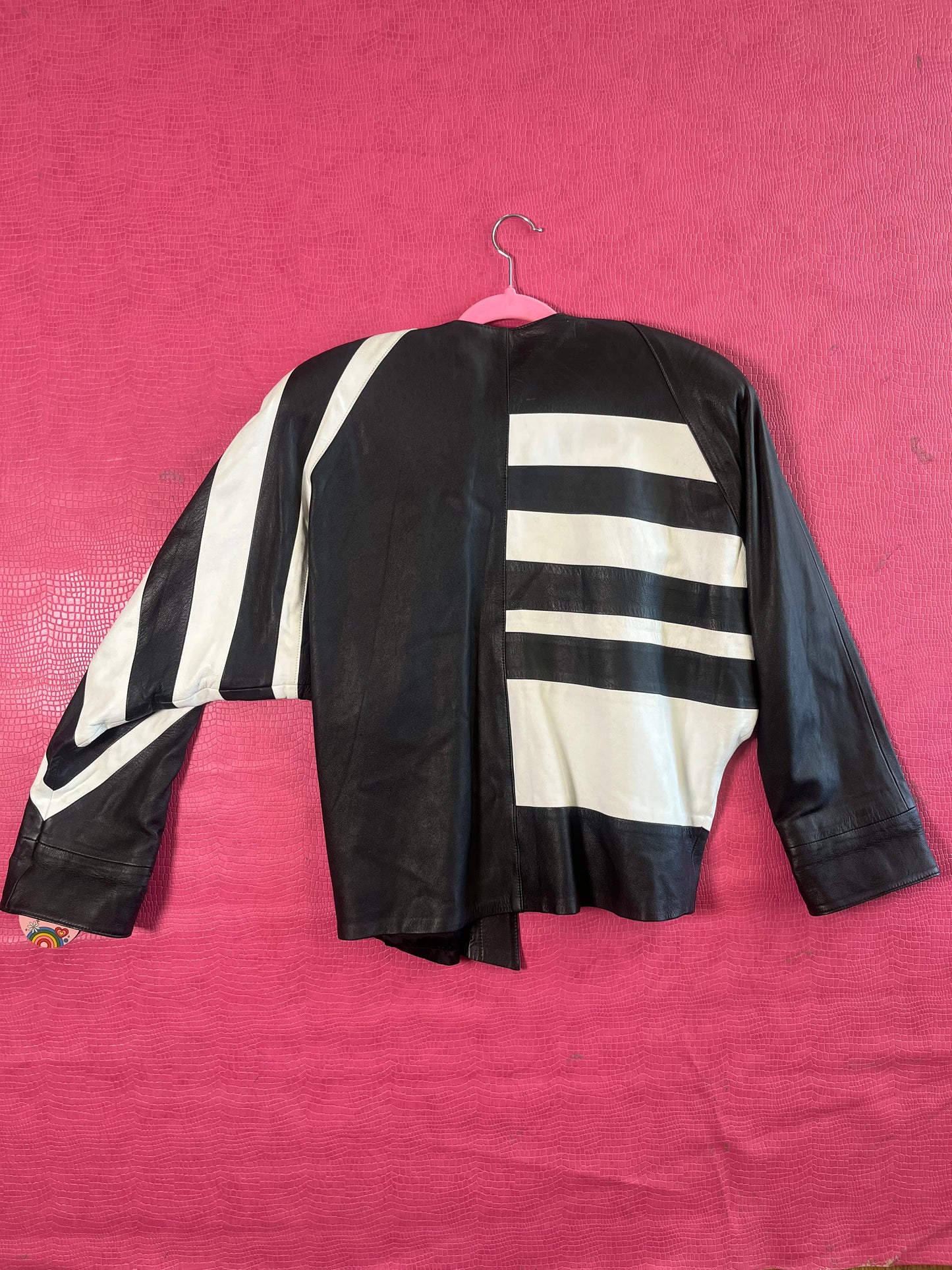 Vintage 80s "Cyrous" Black & White Leather - Fits Most Sizes